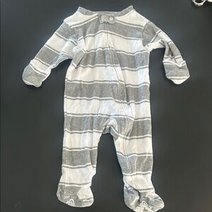 Burt's Bees Baby Gray and White Striped Footie